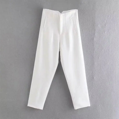 2024 Woman Solid Trouser High Waist Slim Zipper Fly Long Pants Female Wild Commute Office Lady Woman Pencil Pant Street