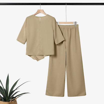 ZANZEA Fashion Summer Half Sleeve Blouse Pant Sets 2026 Women Matching Sets 2PCS OL Work OutfitsAsymmetrical Tops Trousers Suit