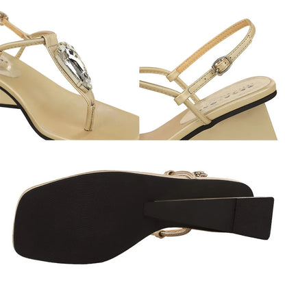 BIGTREE Shoes Women Sandals Rhinestone Design Flip-flops Wedge Heels Women Shoes Square Head Lady Shoes Wedgies Buckle Sandals