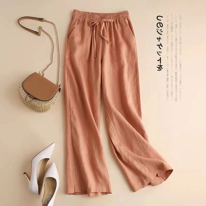 Loose Wide Leg Carrot Pants Women's Harlan Trousers Vintage Wash Slim Straight Long Pants Casual Artistic Style Spring Summer