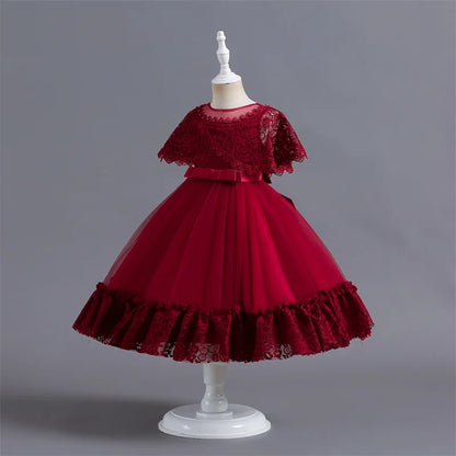 New Kids Girl Pink Ball Gown Christmas Birthday Party Ceremony Dresses For Girls Baby Girl 3-12 Year Mesh Princess Dress