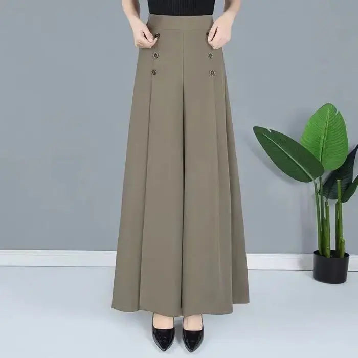 Ladies Ice Silk Wide Leg Pants Draped Thin Summer New Sle Casual High Waist Long Trousers for Middle-Aged Mothers
