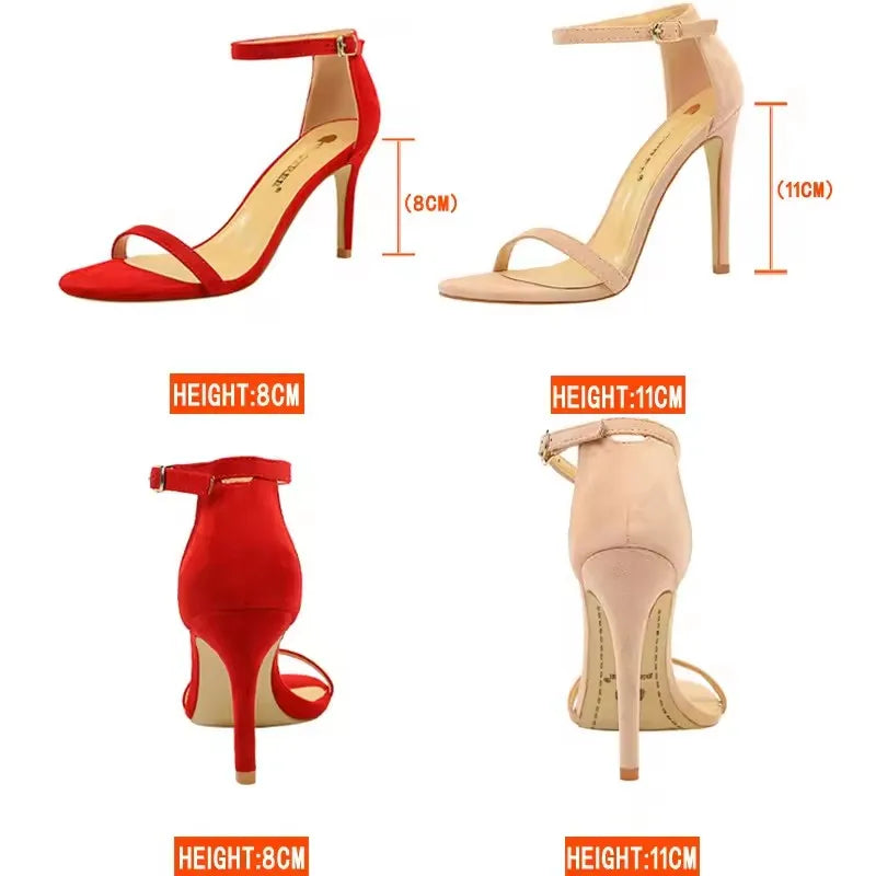 BIGTREE Shoes Women 11cm High Heeled Sandals Ladies Shoes Summer Stilettos Women Sandals Suede Woman Pumps High Heels 2026 New