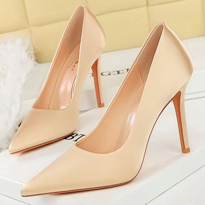 BIGTREE Shoes Women Pumps Fashion High Heels Premium Silk Satin Women Heels 10 Cm Stiletto Sexy Party Shoes Lady Office Shoes