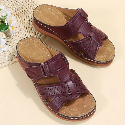 2026 Summer Women Wedge Sandals Premium Orthopedic Open Toe Sandals Vintage Anti-Slip Leather Casual Female Platform Retro Shoes
