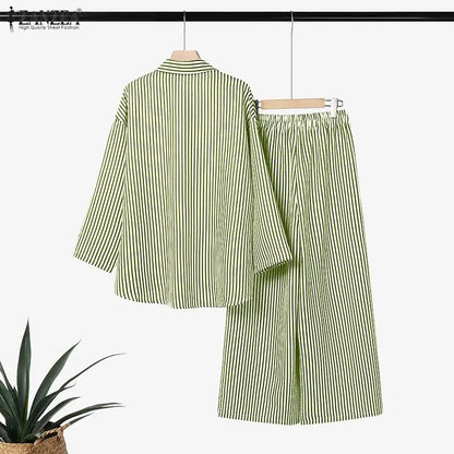 ZNAZEA Fashion Autumn Lapel Neck Long Sleeve Shirt Tops Loose Wide Leg Pant Sets Women Outfits Casual OL Work Tracksuit 2 Pieces