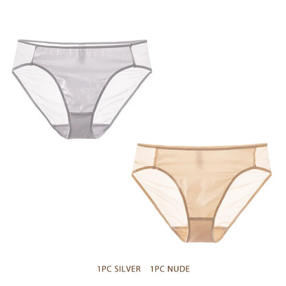 SuyaDream Women Panties 100% Natural silk Lining Meshes Briefs Underwear Health Underpants 2023 New Everyday wear Intimates
