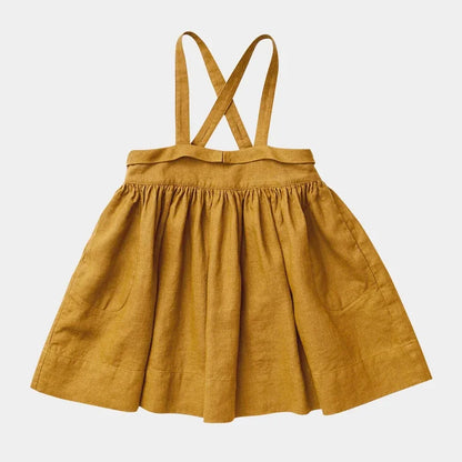 Girls Sweet Cute Cotton And Linen Strappy Dress 2026 Summer New Baby Girl Japanese College Style Cross Buckle Linen Dresses