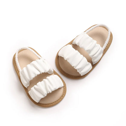 Baby Learning Walk Shoes, Unisex Summer Flat Infant Sandals, Soft Beach Wedding Crib Footwear for Newborns 0-1 Year