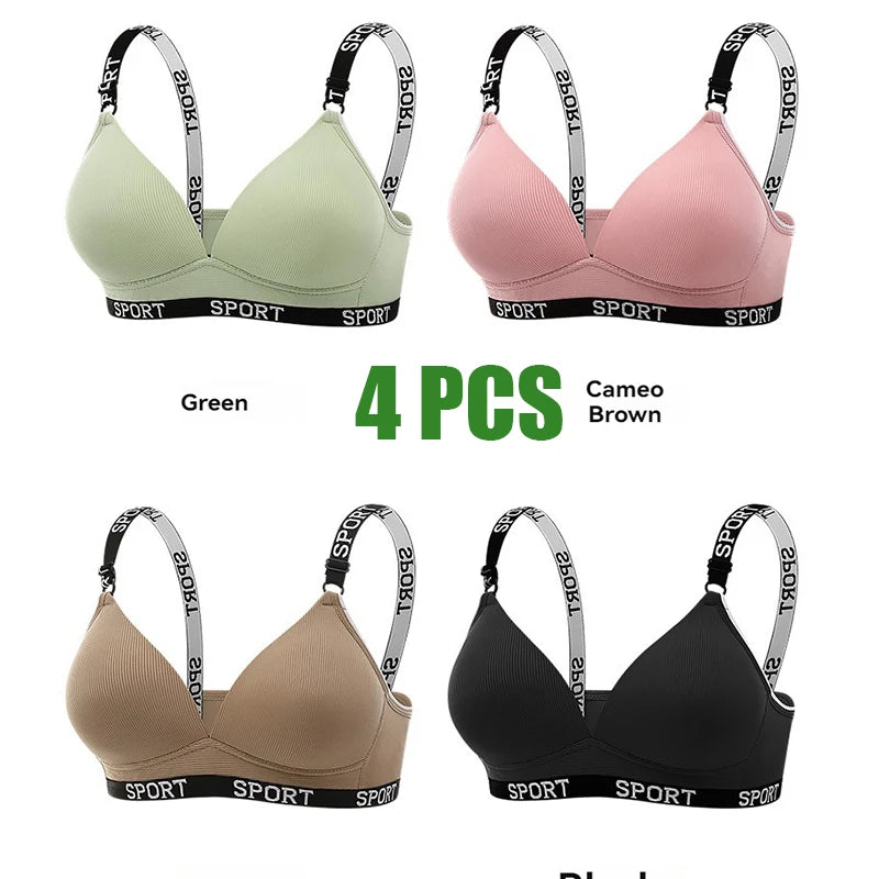 Cross Border Trade Underwear Women Thin Style Without Steel Rings Comfortable Folding Bra Shoulder Strap Sports Breathable Bra