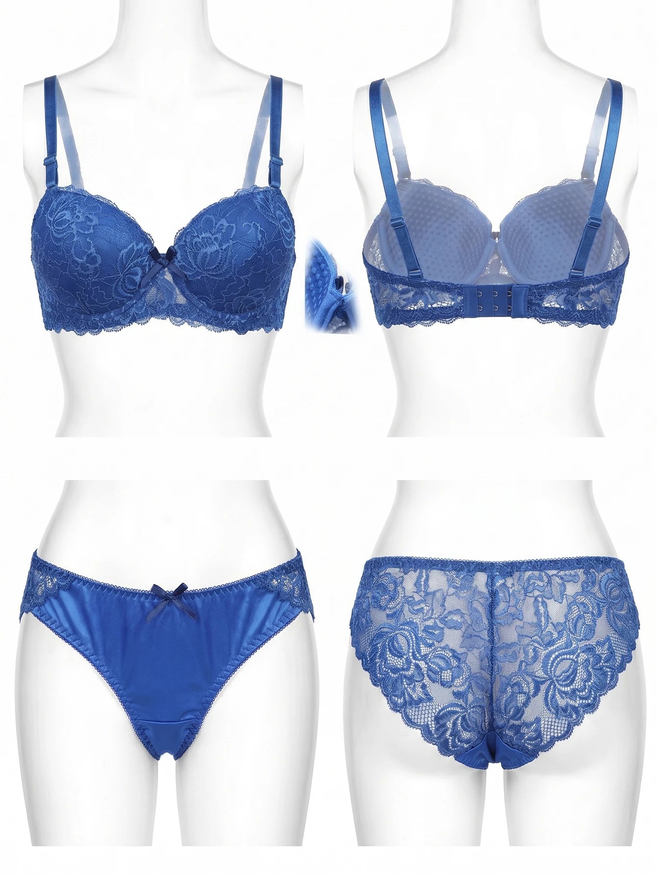 New fashion 2-piece set of sexy Lingerie set  blue lace brassere push up women's set  A2155