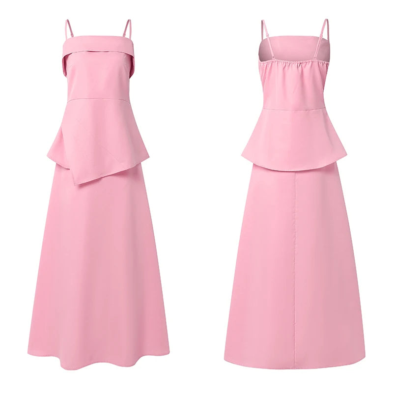 ZANZEA Women Elegant Skirt Suits Fashion Asymmetrical Hem Spaghetti Strap Top & A-Line Skirt 2 Pieces Sets Going-Out 2pcs Outfit
