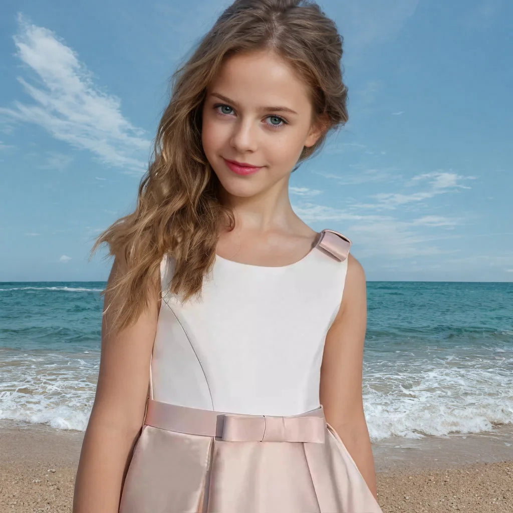Girl Dresses For Weddings Backless Summer Dress Long Pageant Gown With Bow Kids Evening Prom Girls Party Dresses First Communion