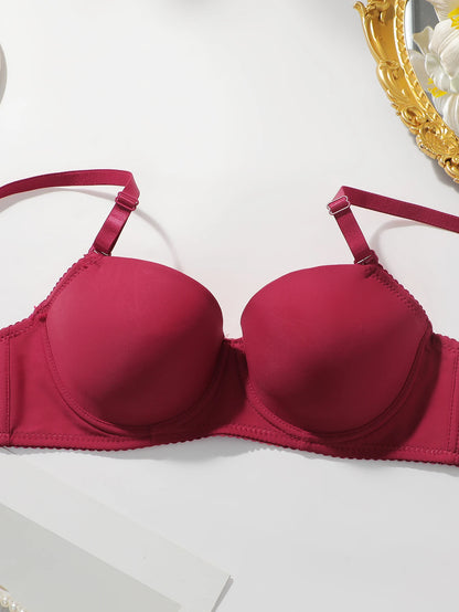 2 Packs Women's Underwire Padded Bra Sets Solid Push Up T-Shirt Bras with Matching Panties Sexy & Comfortable Everyday Lingerie