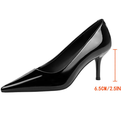 BIGTREE Shoes Women Pumps Patent Leather High Heels Sexy Party Shoes Stiletto Heels 6.5 cm Pointed Ladies Shoes Large Size 43