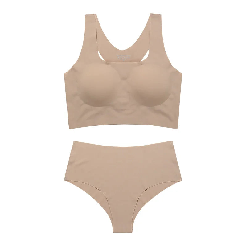 Women Wireless Bra Custom Bra And Shorts Sets Reggiseno Senza Cuciture Removeable Padded Seamless Bra Set