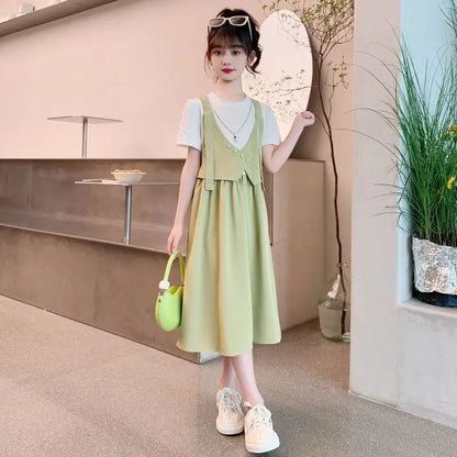 Summer French Dress for Little Girls Dresses Girl's Clothes Party Korean Reviews Many 6 7 Years Princess Elegant From 8 Kid's 10