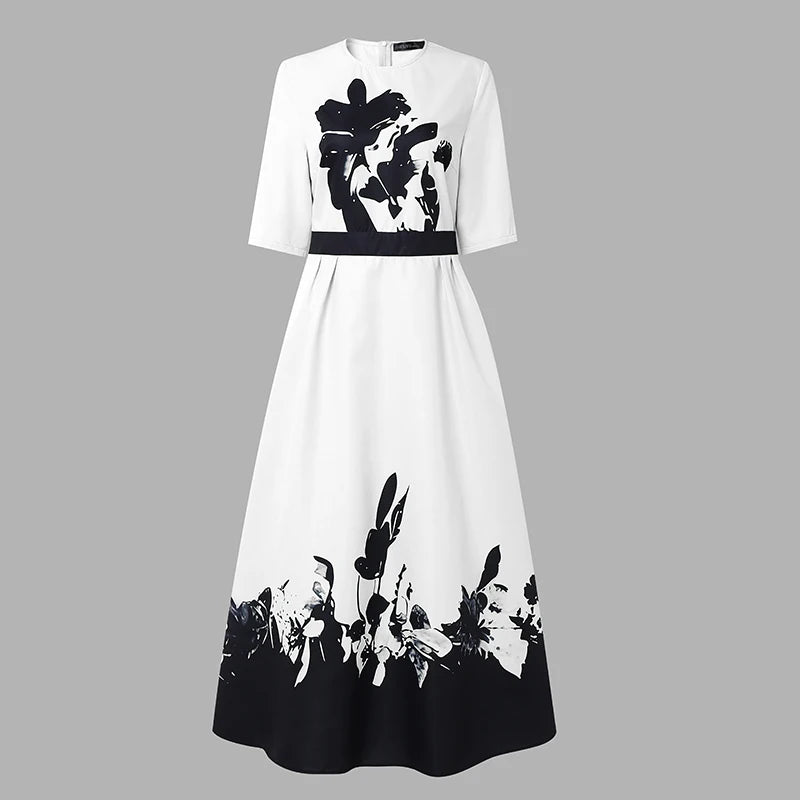 ZANZEA Stylish Floral Printed Dress Bohemian Women Maxi Long Dress Trend O Neck Half Sleeve Party Dresses Elegant Evening Gown
