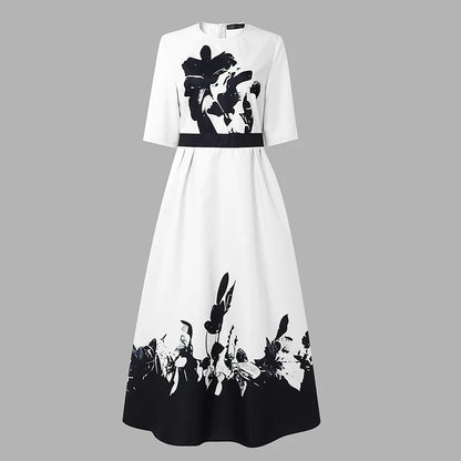 ZANZEA Stylish Floral Printed Dress Bohemian Women Maxi Long Dress Trend O Neck Half Sleeve Party Dresses Elegant Evening Gown