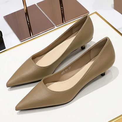 Fashion Pointed Toe Mid Heeled Shoes 4 Cm Stilettos Occupation OL Office shoes Low-Heel Women Shoes Kitten High Heels Pumps Lady