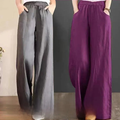 High Waist Wide Leg Pants Women's Casual Loose Cotton Linen Spring Summer Long Trousers Large Size Comfortable Drapey Style
