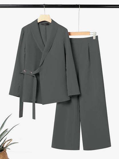 ZANZEA Spring Fashion 2 Piece Sets 2026 Women Office Outfits Long Sleeve Blazer Tops Pant Sets Solid OL Tracksuit Matching Sets