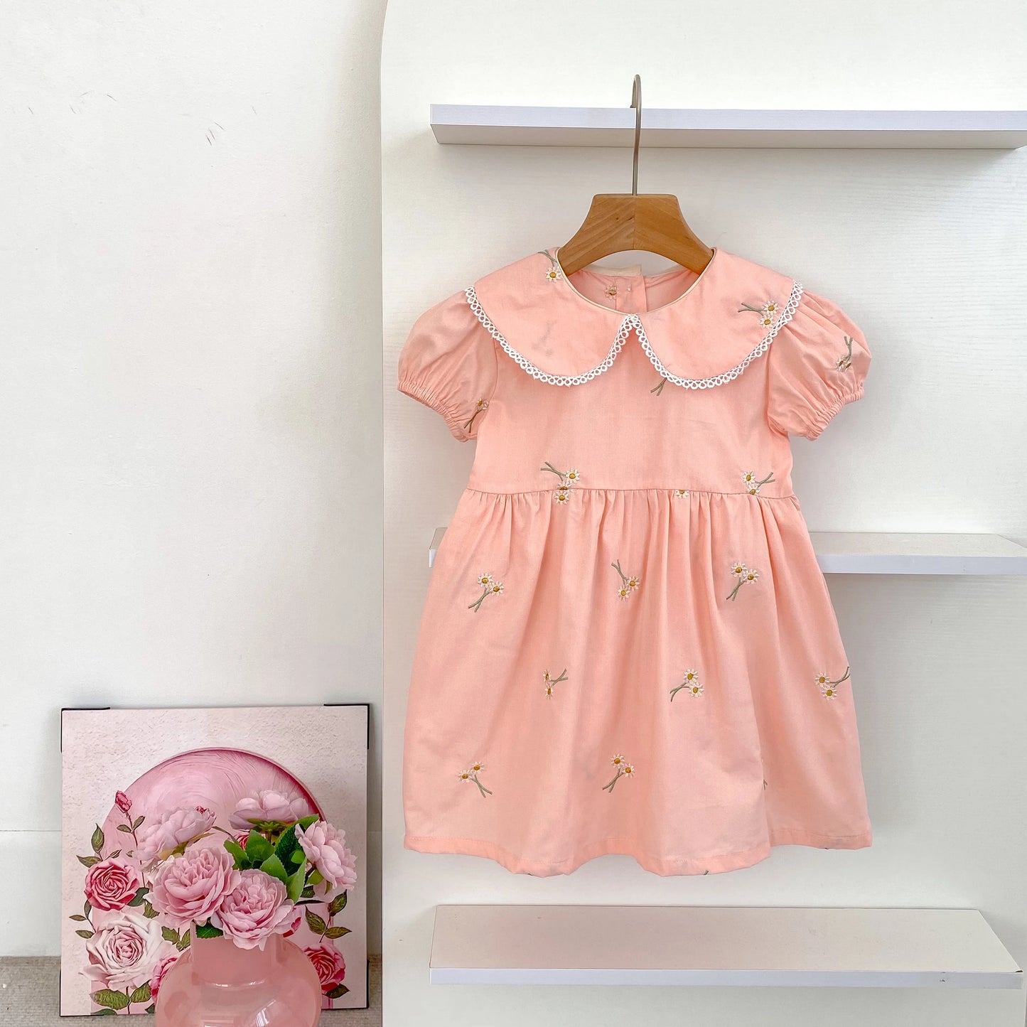 Summer New Little Girls Toddler Princess Dresses 1-6Yrs Girls Fashion Embroidered Flower Dress Kids Flying Sleeves Party Clothes