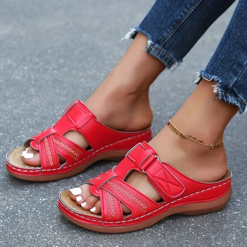 2026 Summer Women Wedge Sandals Premium Orthopedic Open Toe Sandals Vintage Anti-Slip Leather Casual Female Platform Retro Shoes