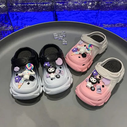 Kuromi Summer Children Slippers Girls Soft Comfortable Slippers Women's Cute Cut-Outs Casual Versatile Outside Beach Sandals