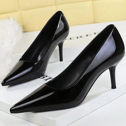 BIGTREE Shoes Women Pumps Patent Leather High Heels Sexy Party Shoes Stiletto Heels 6.5 cm Pointed Ladies Shoes Large Size 43