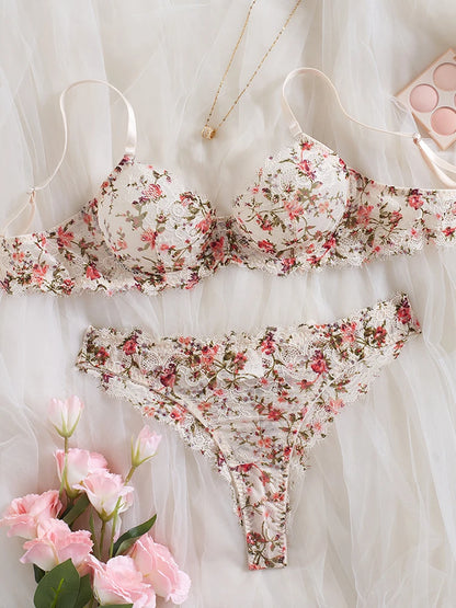 Sexy Lingerie for Women Beautiful Floral Lace Underwear Intimate Erotic Lingerie Ultra Thin Breathable Bra and Panties Sets