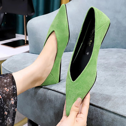 Women 0.5cm Low Heels Leisure Outside Flats Female Fashion Suede Surface Low Heels Lady Sexy Evening Party Slip On Flat Shoes