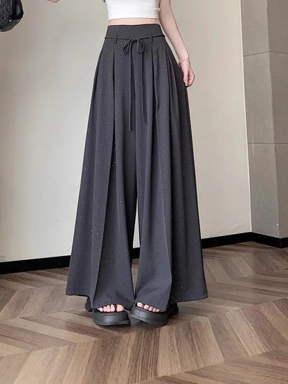 New High Waist Wide Leg Suit Pants Women Casual Loose Long Drapey Fashionable Trousers