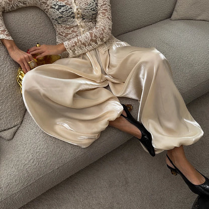 Linad Elegant Pink Crepe Loose Bloomers For Woman Street Chic Pleated Trousers Female Autumn Vintage High Waist Long Pants 2025