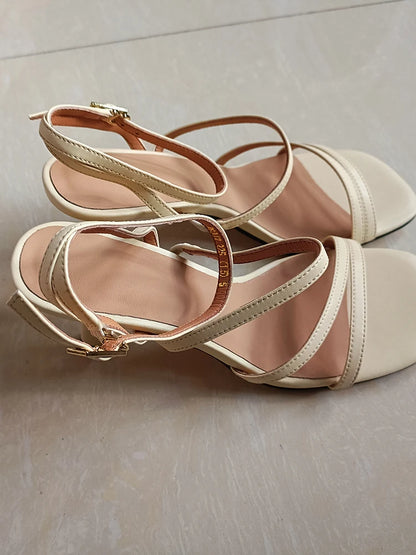 SmallHut New 2026 Trend Ankle Strap Sandals Summer Women Sexy Lady High Heel Red Black Light-Yellow Beige Apricot Buckle Sandals
