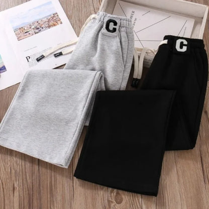 Fleece Lined Thermal Pants for Kids 5-12 Years Winter Outdoor Casual Thickened Sportswear Pants with Elastic Waistband