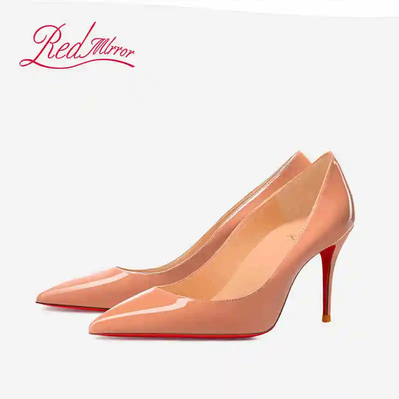 Women Heels Naked Color Women's Elegant High Heel Luxury Black Shoes Woman 2026 Red Shiny Bottoms Pointed Toe Party Ladies Women