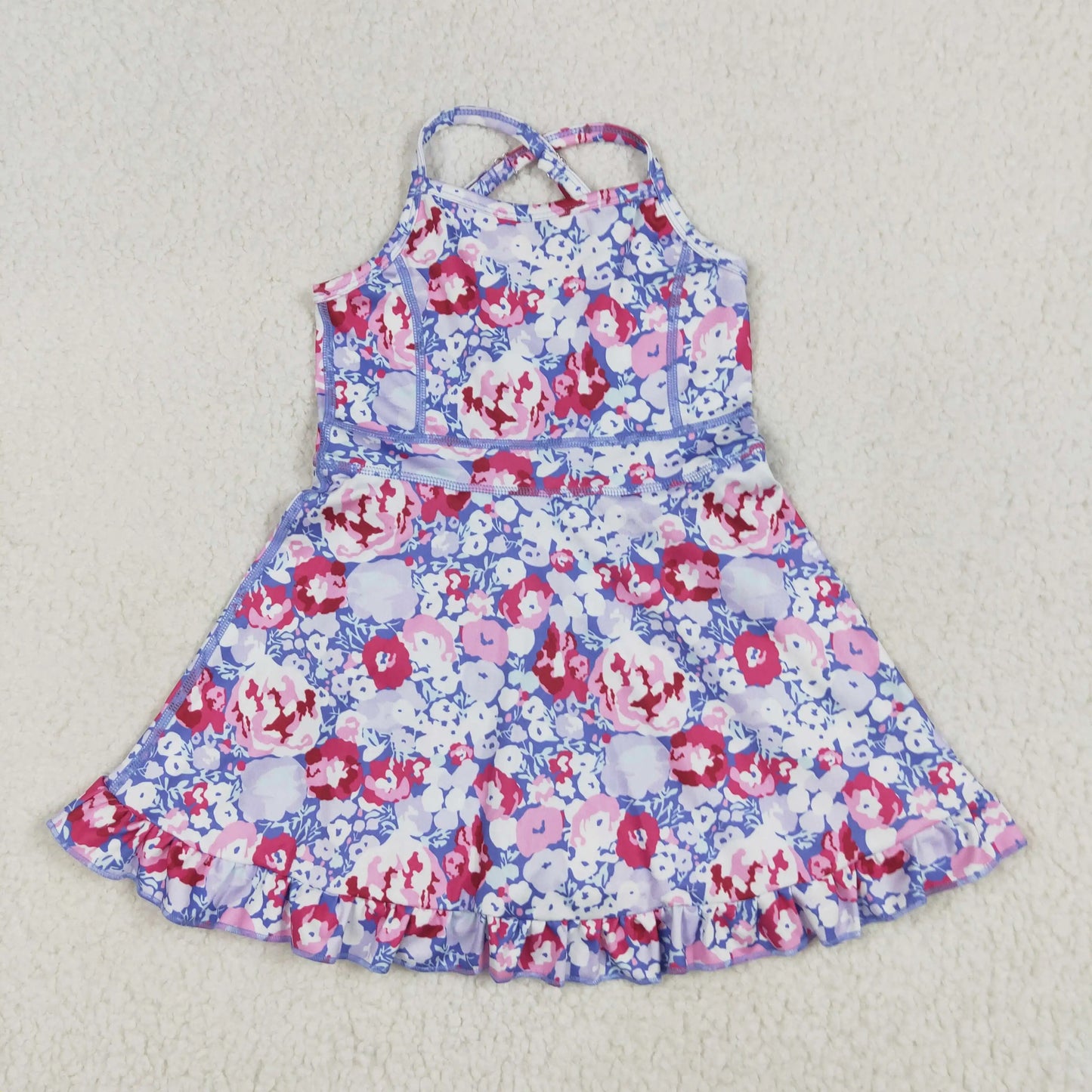 Best Selling Baby Girls Lavender Strap Colorful Skorts Shorts Yoga Sportswear Knee Length Dresses Toddler Kids Children Clothes