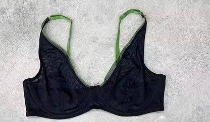 YUQI French Summer Bra - Sexy Euro Color-Block Lingerie | Slim Push-Up Lift & Anti-Sag Support | Anti-Sag Comfort Fit Underwear