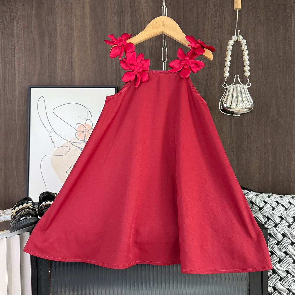Bear Leader 2-7 Years 3D Flower Birthday Wedding Princess Dress Korean Version Sling Party Clothes Summer Girls Casual Outwear