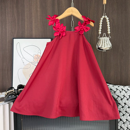 Bear Leader 2-7 Years 3D Flower Birthday Wedding Princess Dress Korean Version Sling Party Clothes Summer Girls Casual Outwear