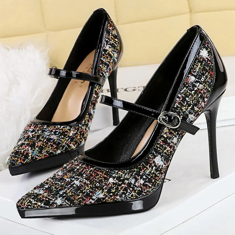 BIGTREE New Fashion High Heels Women Pumps Buckle Luxury Banquet Shoes Sexy Party Shoes Women 10.5 cm Heels Stiletto Ladies Shoe