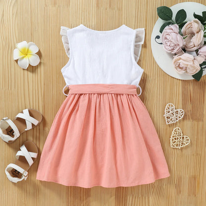 Girls Casual Summer Sleeveless Embroidered Dress Children's Fashion Cute Skirt for Kids Age 4-12 Years Old