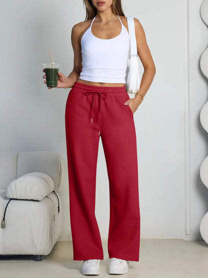 2026 New Harajuku Wide Leg Sweatpants Women Streetwear Baggy Oversize Gray Sports Pants Woman Drawstring Casual Joggers Trousers