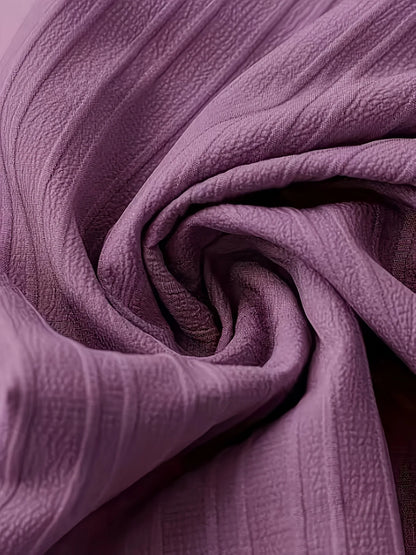 Purple Tie-Waist Wide-Leg Pants, Textured Crinkle Fabric, High-Waist Ruffle Edge Casual Trousers