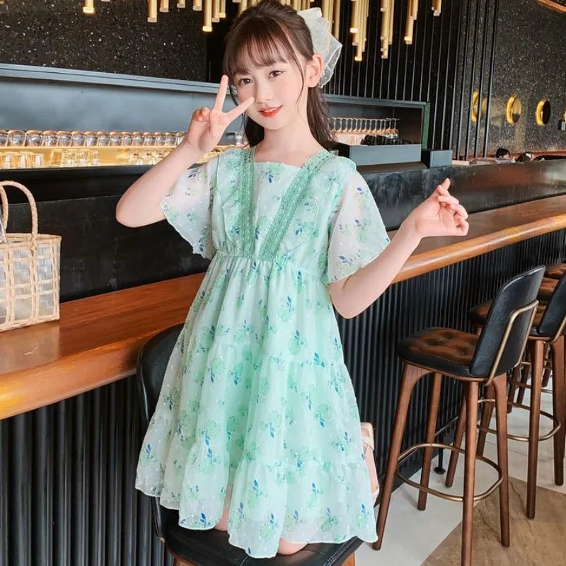 Floral Summer Dress Evening Kids Girls Luxury Dresses Clothes From 10 14 Years Old Girl 12 Fashion 11 Costume Women's Teenage 8