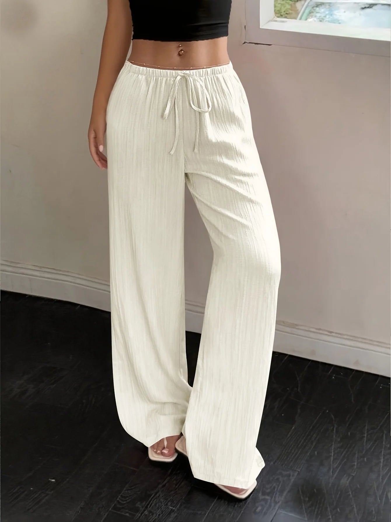Bohemian Pleated Wide-Leg Pants Women's High-Waist Loose Pants