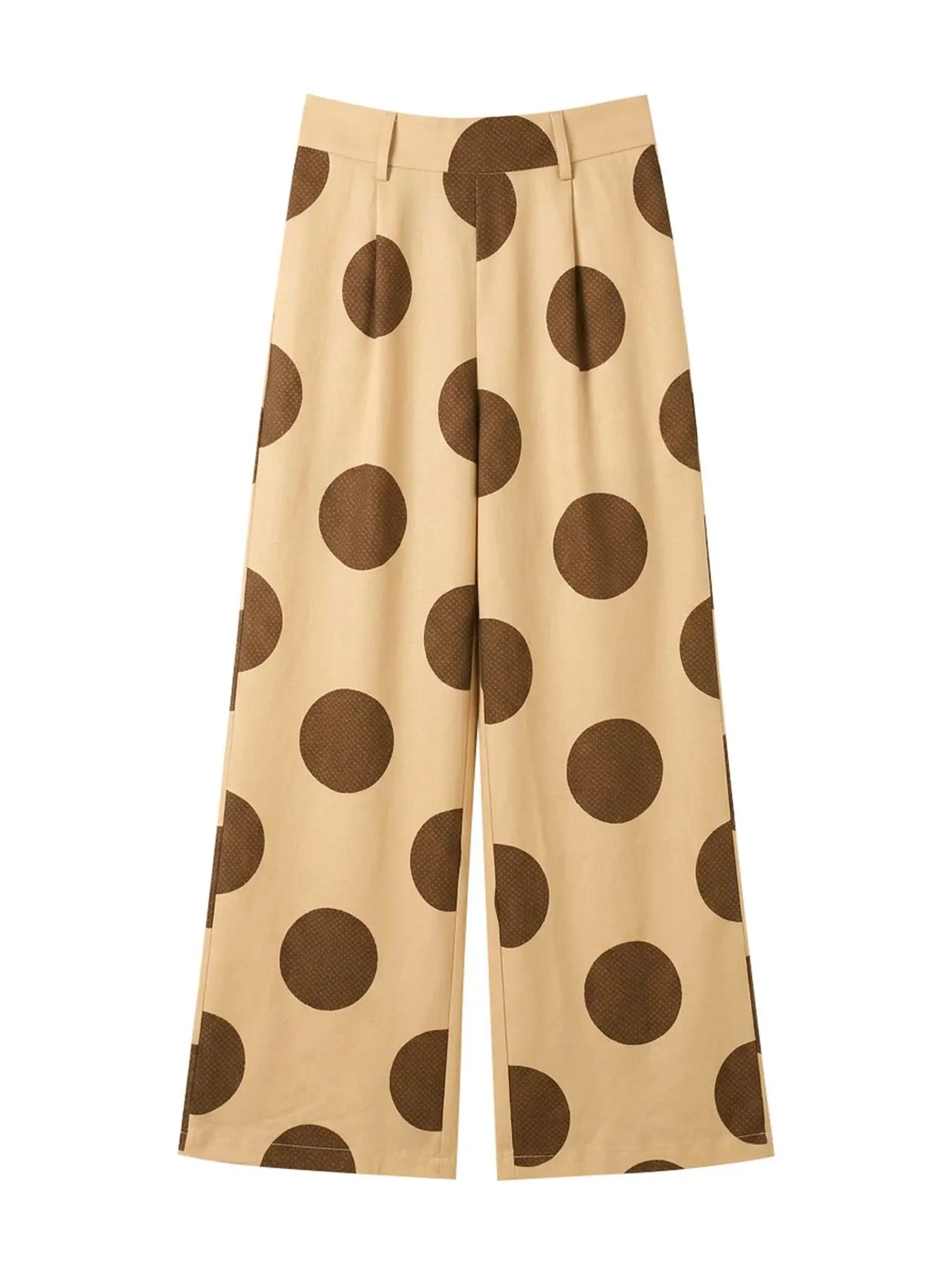 Yeezzi Women's Vintage Polka Dot Wide Leg Pants 2026 New High Waist Pleated Pockets Loose Casual Summer Office Trousers Bottoms