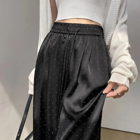 Ladies Summer High Waist Wide Leg Fashion Simplicity Elegant Trend Street Casual New Style Fashionable Temperament Pants