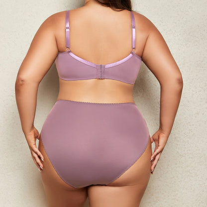 BEAUWEAR Female Big Size Lace Lingerie Set Bra with Wire Unlined Thin Breathable Bra and Panties Set 85C-110E